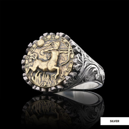 Sagittarius Sign Ring, 925 Sterling Silver Sagittarius Sign Ring