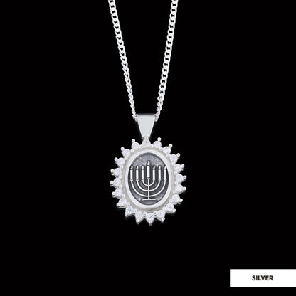 Shabbat Menorah Necklace, Elegant Jewish Faith Jewelry, Symbol of Shabbat and Jewish Heritage Necklace, Menorah Pendant