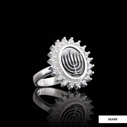 Shabbat Menorah Ring, Elegant Jewish Faith Jewelry, Symbol of Shabbat and Jewish Heritage Ring, Menorah Ring