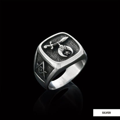 Shriners Masonic Ring, Handcrafted Sterling Silver Mason Ring