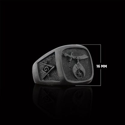 Shriners Masonic Ring, Handcrafted Sterling Silver Mason Ring