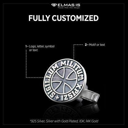 Sigillum Militum Xpiszi Round Silver Masonic Cufflink