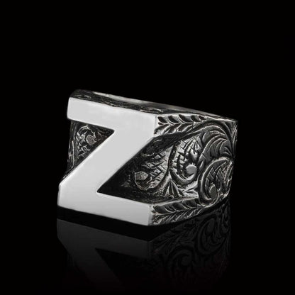 Silver Alphabet Z Ring