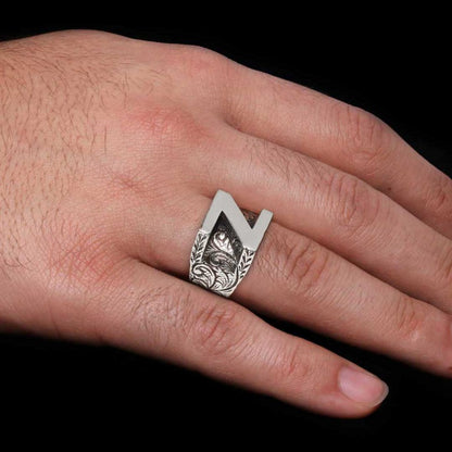 Silver Alphabet Z Ring