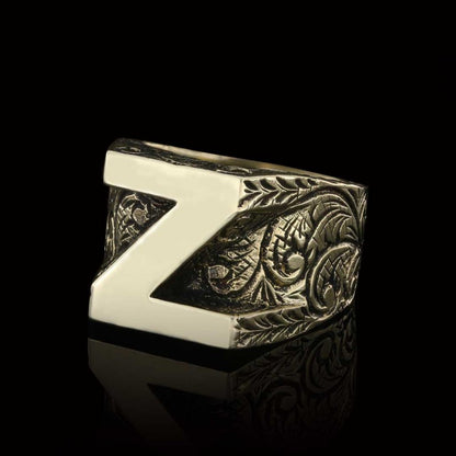 Silver Alphabet Z Ring
