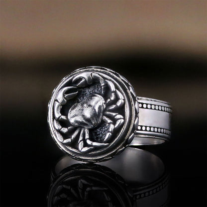 Silver Cancer Sign Ring