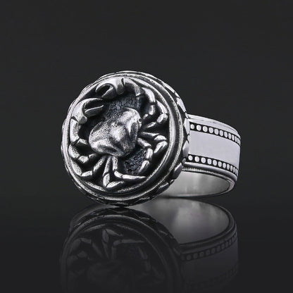 Silver Cancer Sign Ring