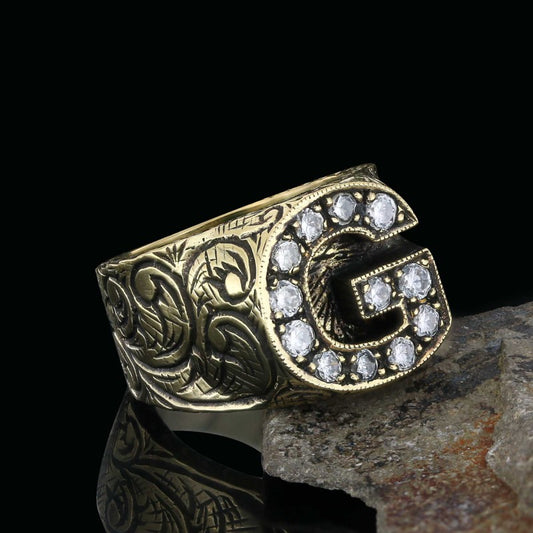 925 Sterling Silver Celtic Letter G Ring