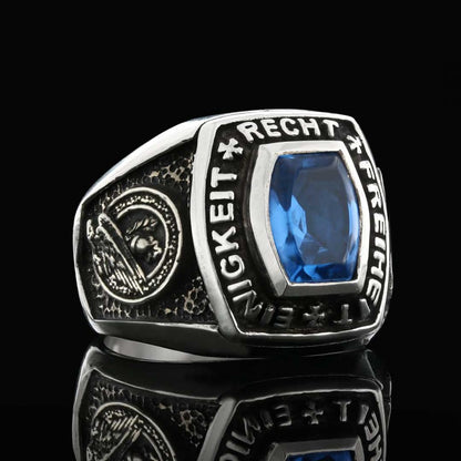 Silver Hand Made Einigkeit Recht Freiheit Germany Ring