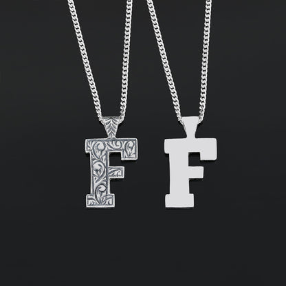 Silver Handmade Special Design Letter Monogram F Necklace