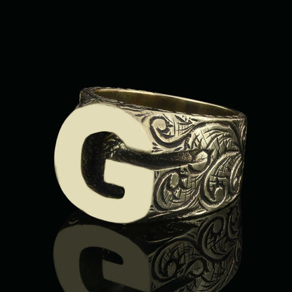 Unique Design Sterling Silver Letter  G Ring