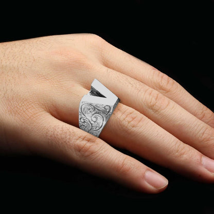 Unique Design Silver Letter V Monogram Ring