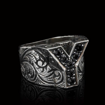 Silver Letter Y Alphabet Ring