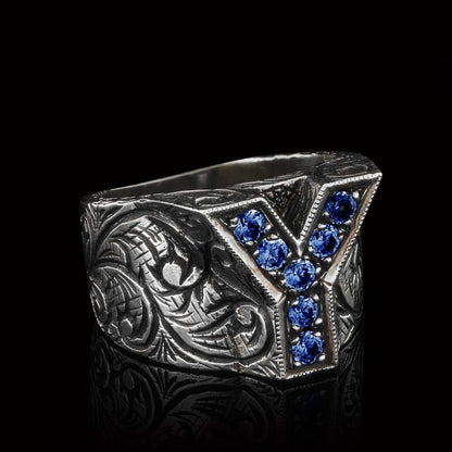 Silver Letter Y Alphabet Ring