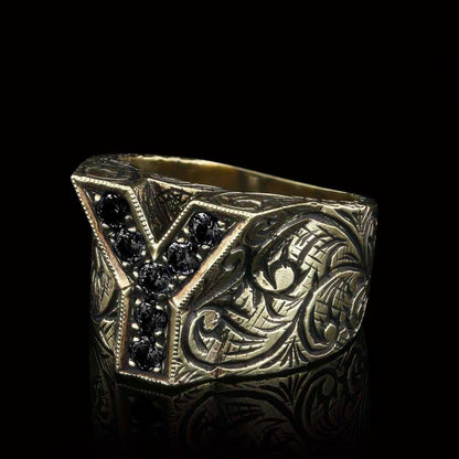 Silver Letter Y Alphabet Ring