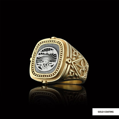 Silver Masonic Ring, Freemasonic Ring, Master Mason Ring, Elegant Masonic Ring