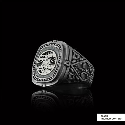 Silver Masonic Ring, Freemasonic Ring, Master Mason Ring, Elegant Masonic Ring