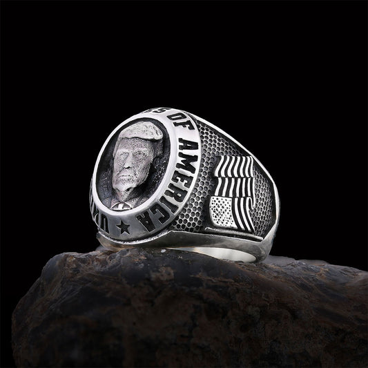US President Trump Ring, Supporters Wide Ring, Donald J. Trump Ring, Patriotic Jewelry, Trump Face Ring, Supporter Jewelry