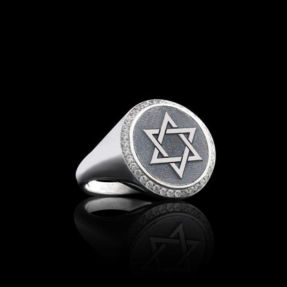 Silver Unique Design Women Magen David Ring
