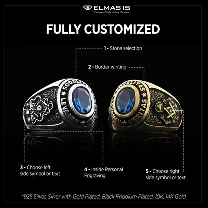 Sodalitas Levamen Veritas Masonic Ring, nights Templar Ring, Master Masonic Ring