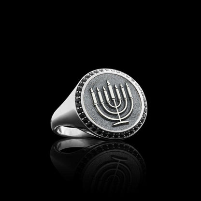 Special Design 925 Sterling Silver Menorah Isolated Women Ring