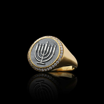 Special Design 925 Sterling Silver Menorah Isolated Women Ring