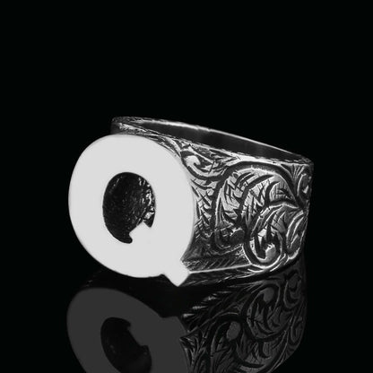 Special Design Celtic Silver Monogram Letter Q Ring