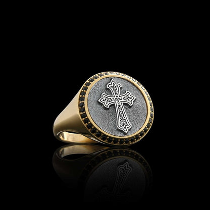 Special Design Handmade Round Christian Cross Women Ring