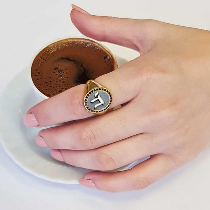 Special Design Handmade Stone Oval Jewish Chai Symbol Women Ring