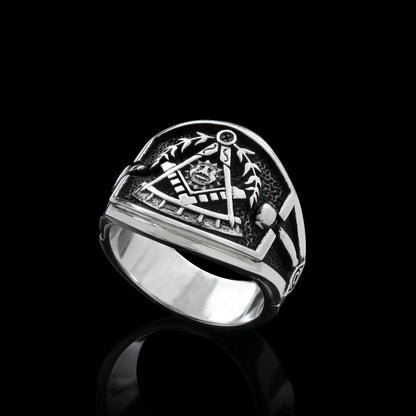 Statement Masons Ring, Personalized Freemason Symbol Ring, Special Design Mason Ring