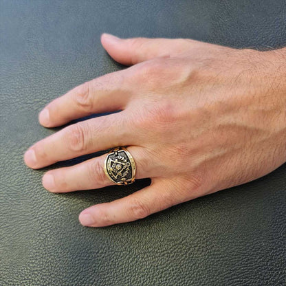 Statement Masons Ring, Personalized Freemason Symbol Ring, Special Design Mason Ring