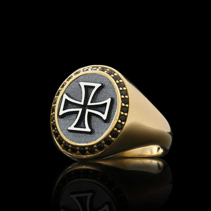 Special Design Oval Stone Sterling Silver Cross Christian Women Ring