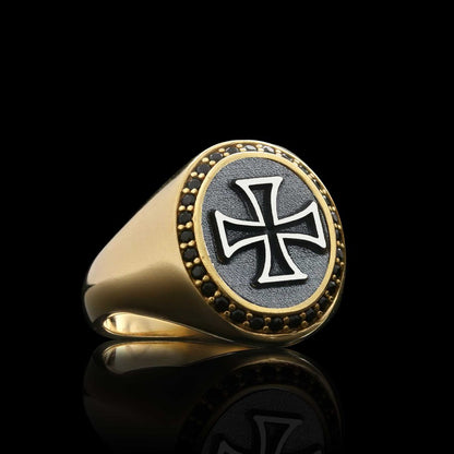 Special Design Oval Stone Sterling Silver Cross Christian Women Ring