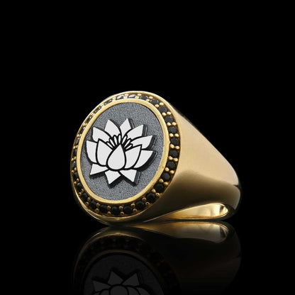 Special Design Oval Stone Sterling Silver Lotus Women Ring