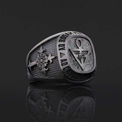Special Design Rose Crucis Silver Ring, Amorc Jewelry, Spiritual Emblem of the AMORC Ring