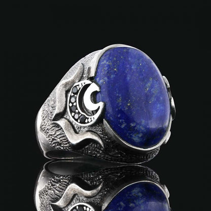 Lapis Stone Silver Men Ring