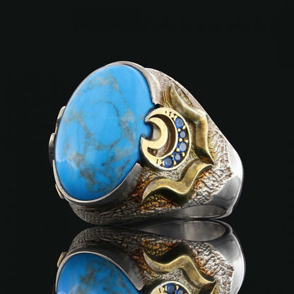 Lapis Stone Silver Men Ring