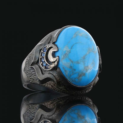 Lapis Stone Silver Men Ring