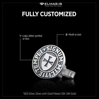 Special Design Silver Templi Signum Militie Masonic Cufflink