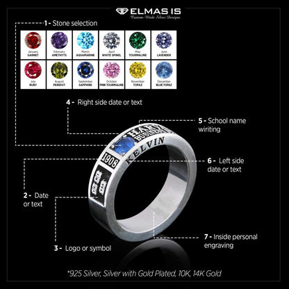 Special Design Steerling Silver Harvard Business School Class Band Ring
