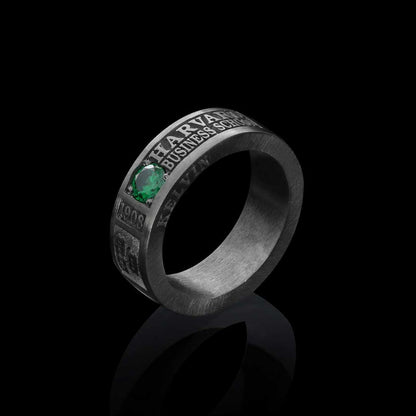 Special Design Steerling Silver Harvard Business School Class Band Ring