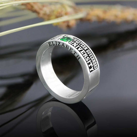 Special Design Steerling Silver Western Governors Universty Class Band Ring