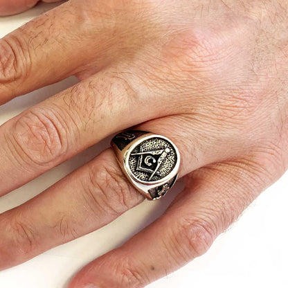 Special Lodge Silver Masonic Ring, Oval Masonic Ring, Master Mason Ring