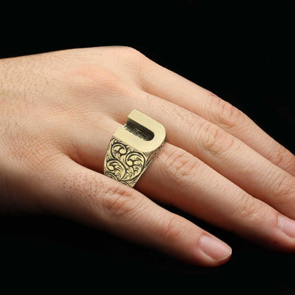Specil Design Sterling Silver Letter U Monogram Ring