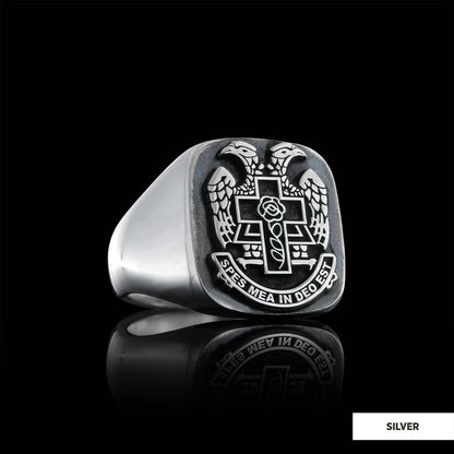 Spes Mea In Deo Est Masonic Ring, Freemasonic Ring, Master Mason Ring, Elegant Masonic Ring