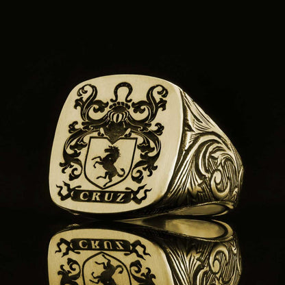 Square Celtic Design Engraved Family Ring