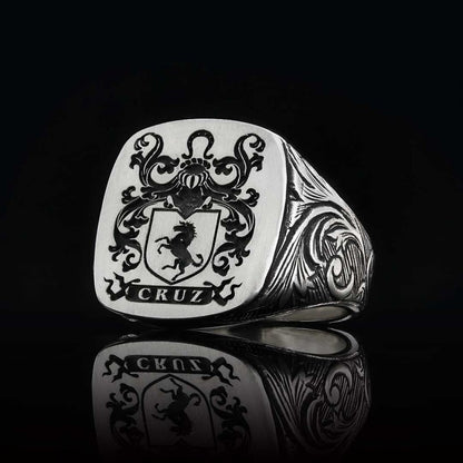Square Celtic Design Engraved Family Ring