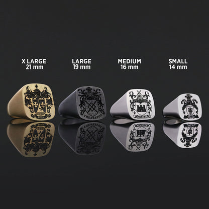 Square Engraved Family Crest Ring