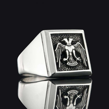 Square Ottoman Seljuk Eagle Ring Men