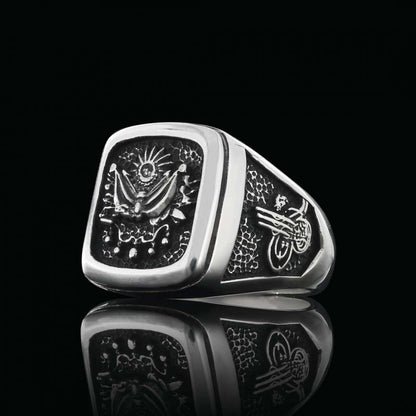Square Ottoman State Coat of Arms Signet Ring Men